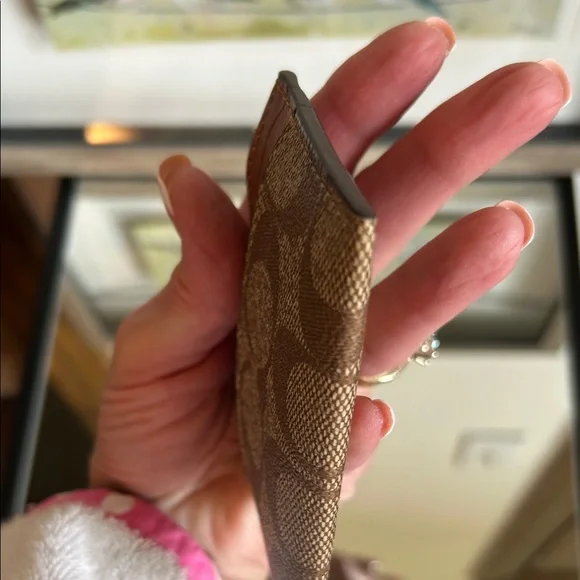 Coach Tan and Brown Card Holder with Colorful Logo - Picture 3 of 7